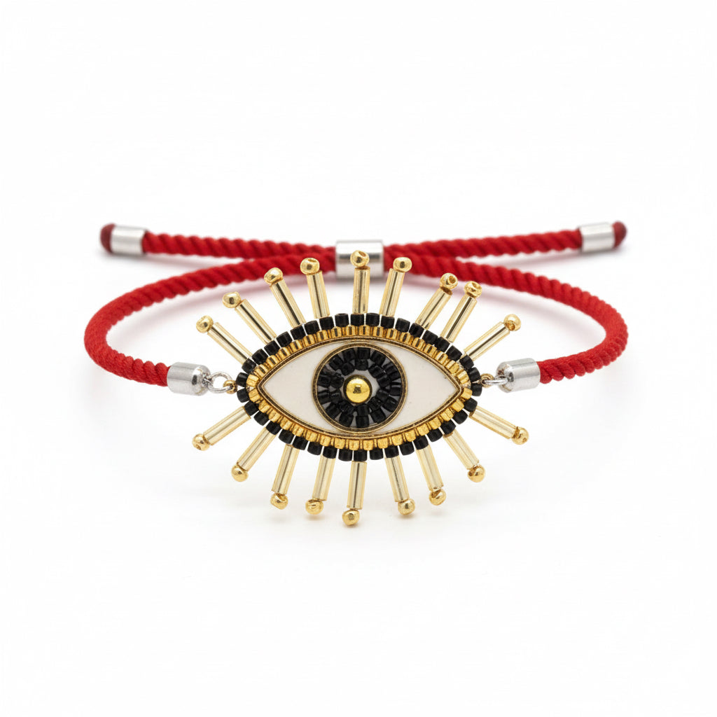 Pulsera de Ojo Turco Tejida a Mano con Cuentas de Miyuki.