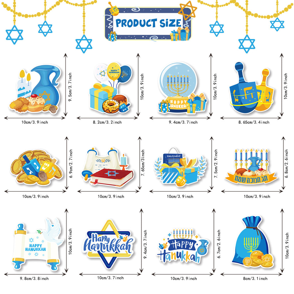 Decoración Fiesta de Janucá – Colgantes Charm Judíos Estilo Cartoon (Set de 12 piezas)