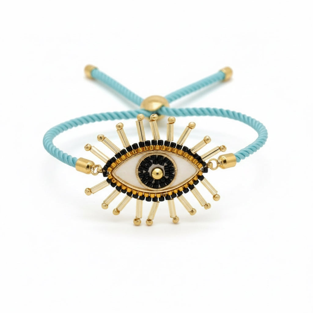Pulsera de Ojo Turco Tejida a Mano con Cuentas de Miyuki.