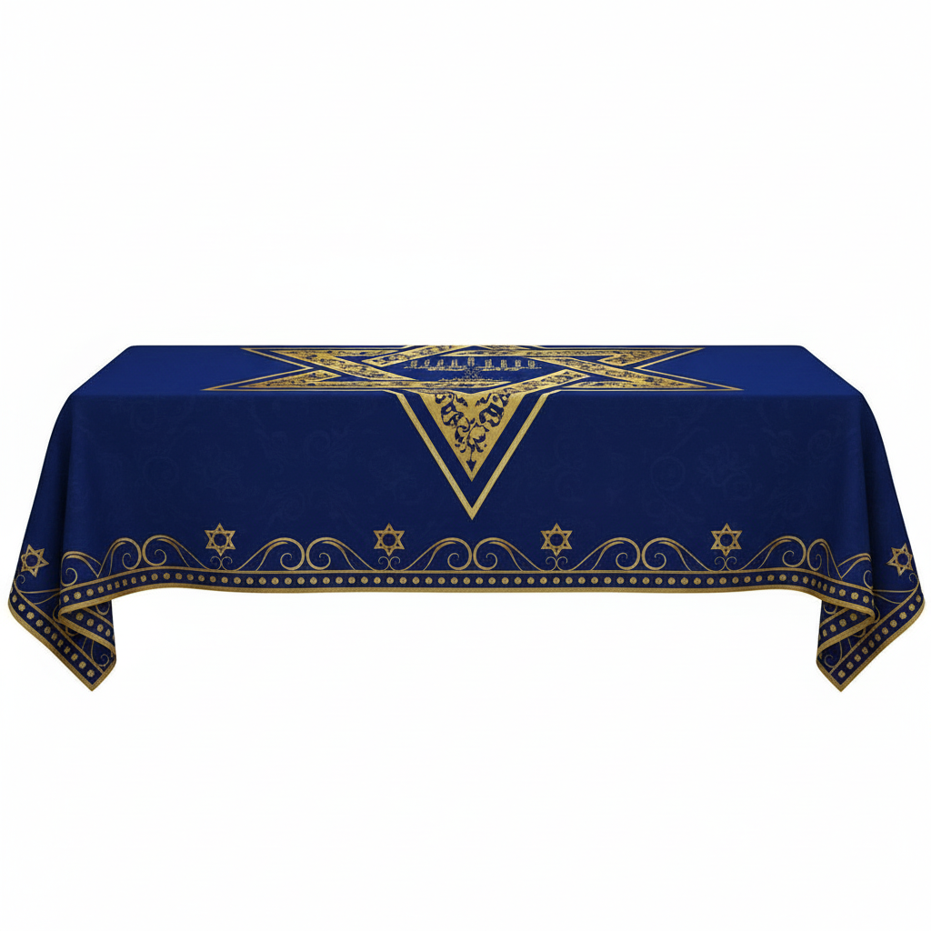 Mantel Elegante con Estrella de David — Decoración para Shabbat y Yom Tov.