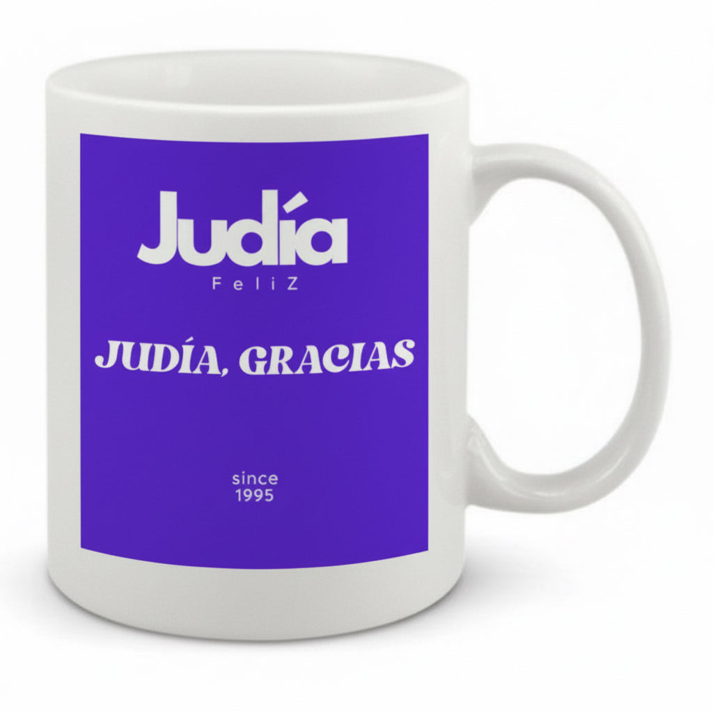 Taza Colección Judía Feliz, con frase judía, Gracias.