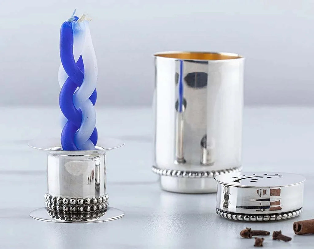 Vela de Havdalá Azul y Blanca — Hecha a Mano, los Colores de Israel