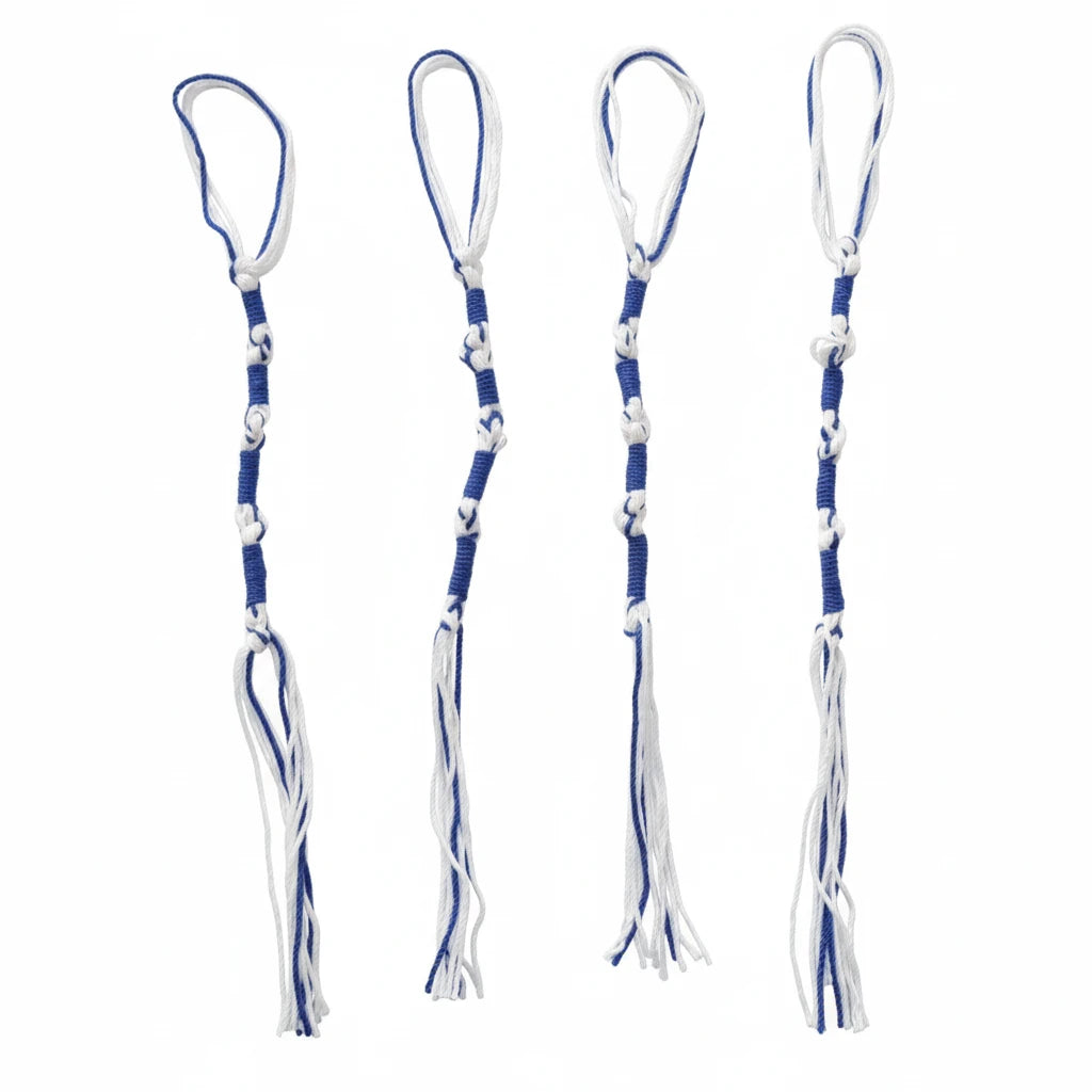 Set de 4 Hilos para Flecos de Talit – 32 cm, Azul Real, Judaísmo .