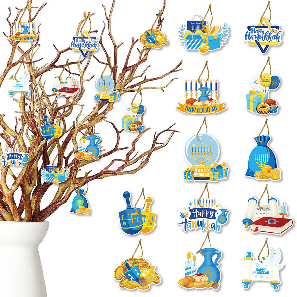 Decoración Fiesta de Janucá – Colgantes Charm Judíos Estilo Cartoon (Set de 12 piezas)