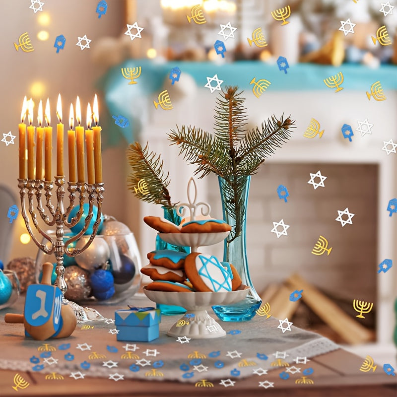Confeti de Hanukkah — 100 Piezas con Formas de Menorá, Estrella de David y Sevivón