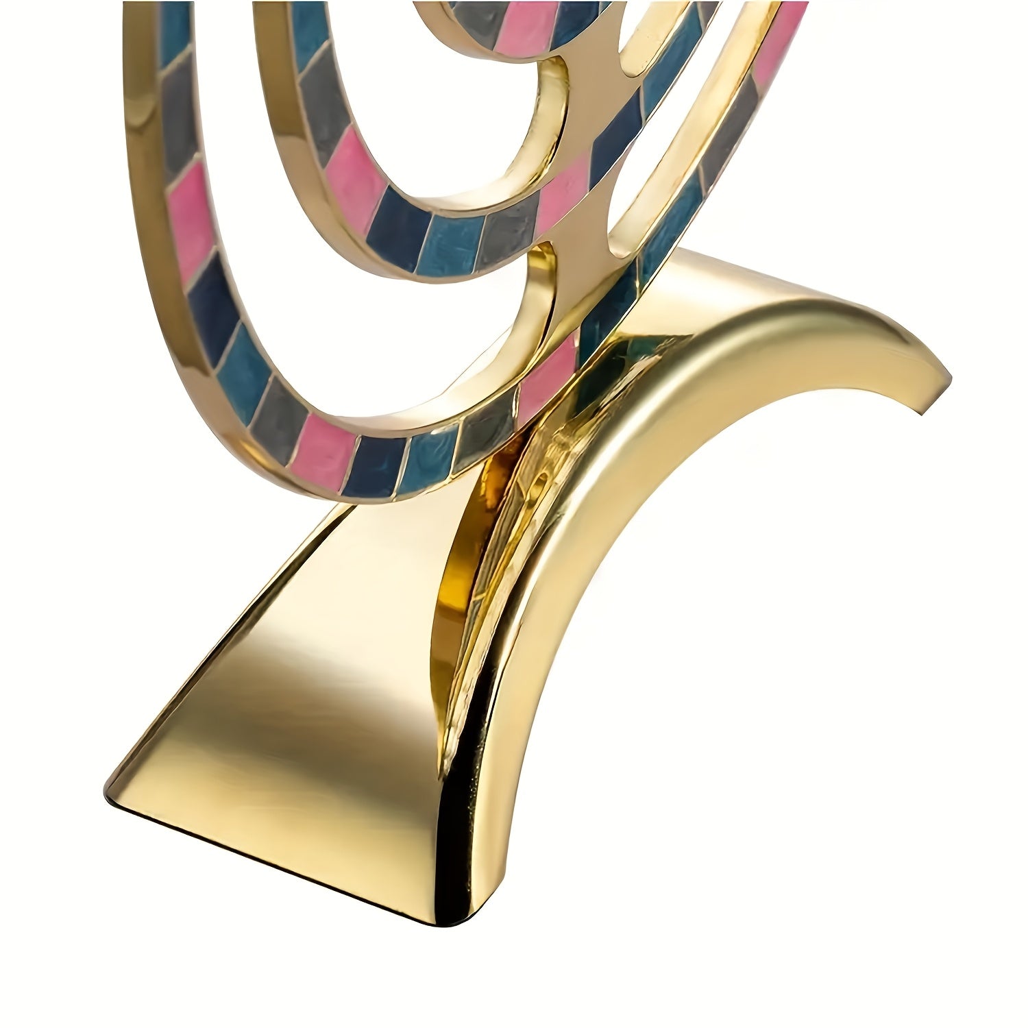 Menorá Moderna de Janucá con Base Arqueada Multicolor — Diseño Contemporáneo y Alegre para el Hogar Judío