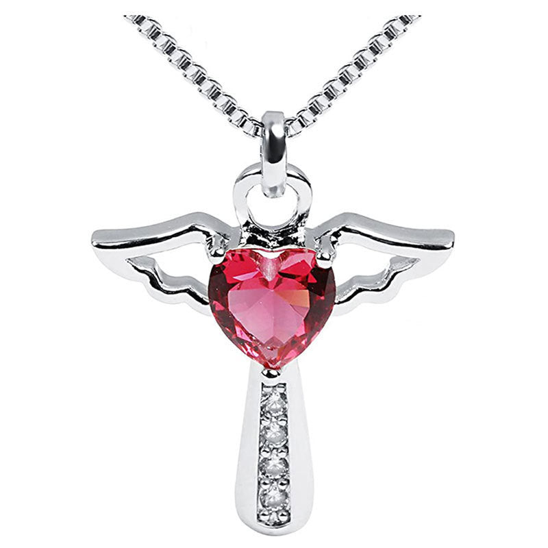Colgante Ángel con Cristal – Joyería Elegante en Plateado