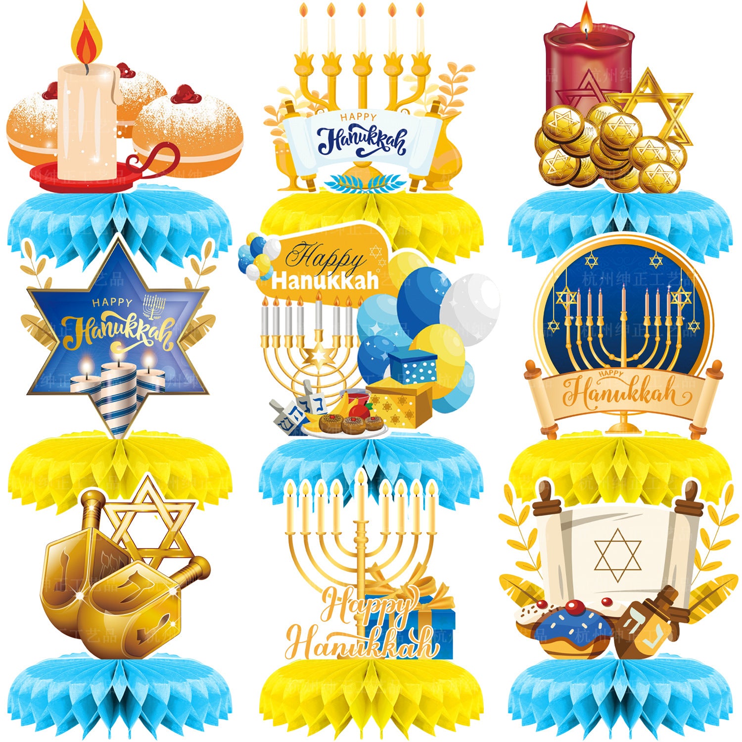 decoracion-hannukah-guirnaldas-sobre-fondo-blanco