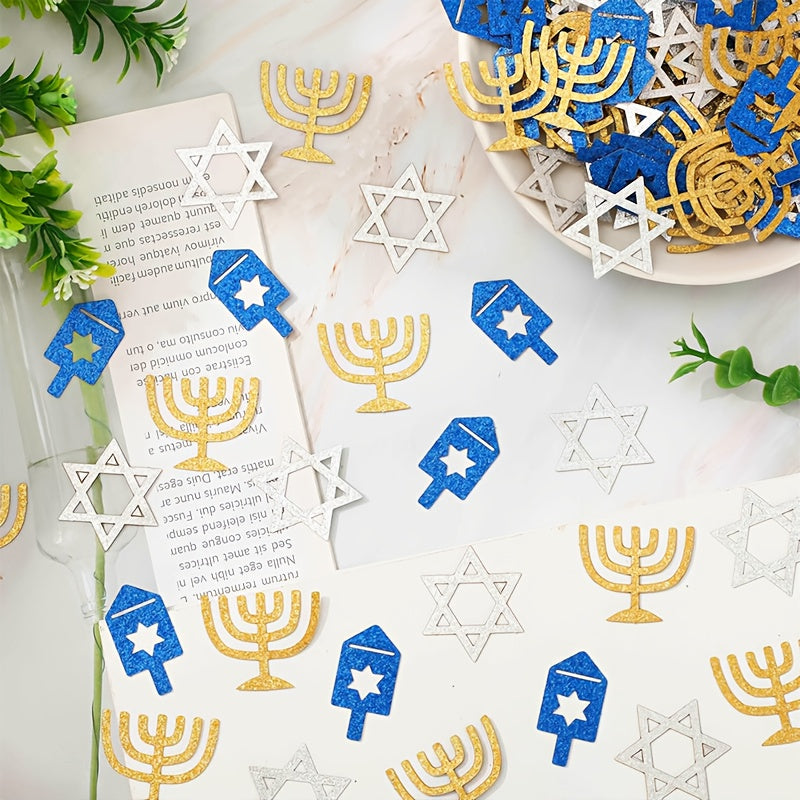 Confeti de Hanukkah — 100 Piezas con Formas de Menorá, Estrella de David y Sevivón