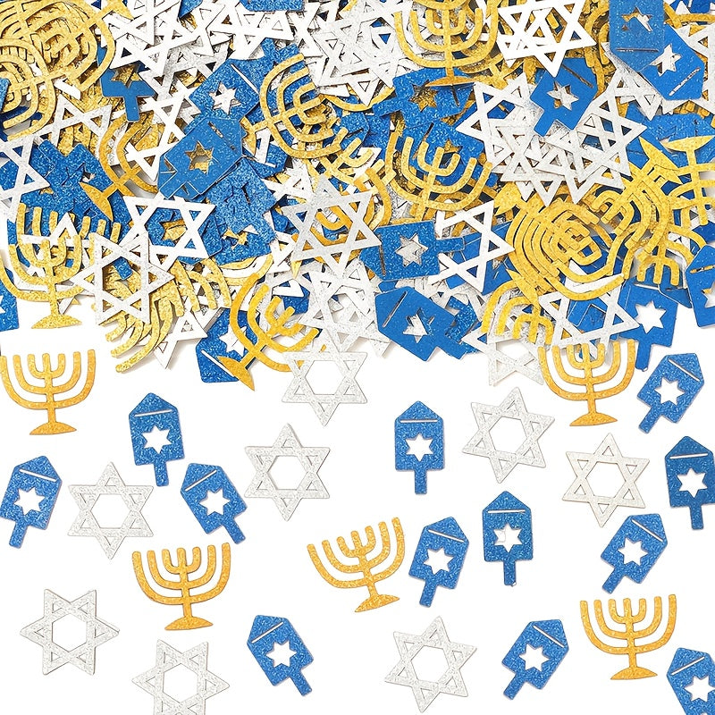 Confeti de Hanukkah — 100 Piezas con Formas de Menorá, Estrella de David y Sevivón