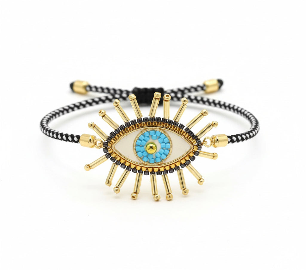 Pulsera de Ojo Turco Tejida a Mano con Cuentas de Miyuki.