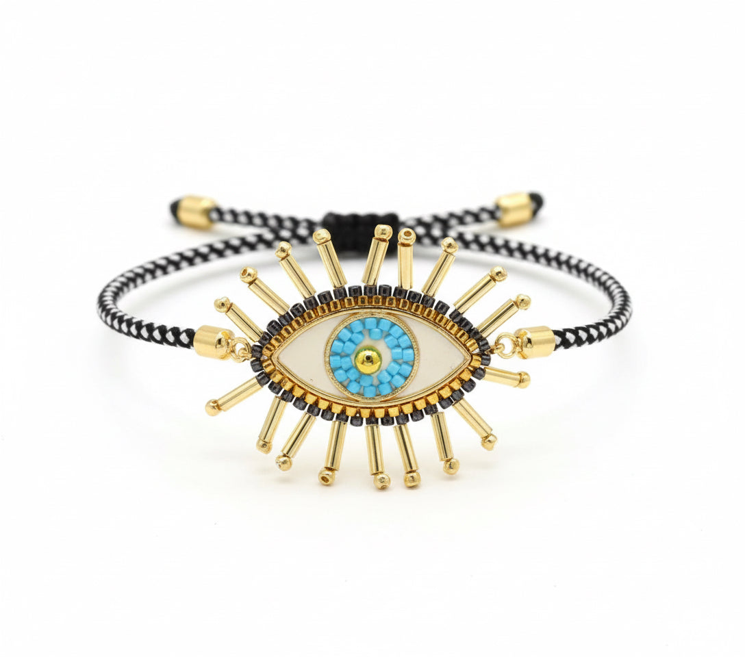 Pulsera de Ojo Turco Tejida a Mano con Cuentas de Miyuki.